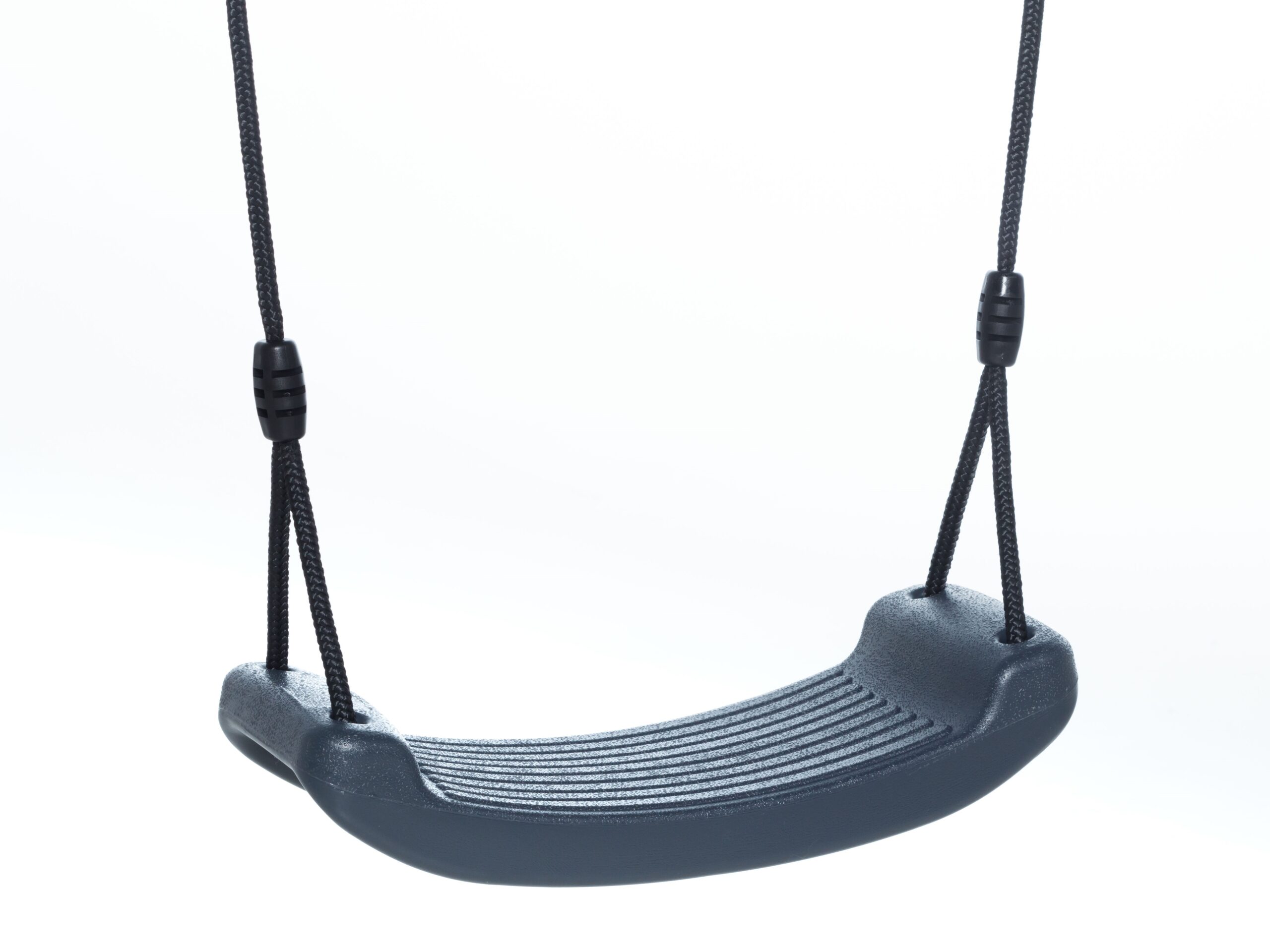 Pellen Oefening Vertrappen Kunststof schommelzitje zwart touw - Henken Speeltoestellen