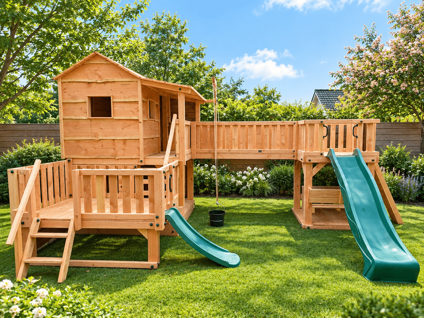 Boomhut Villa met loopbrug plateau en peuterplateau